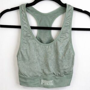 PINK Victoria's Secret Sage Green Racerback Sports Bra Size Small